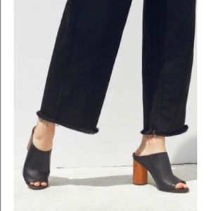 Urban Outfitters wooden heeled peep toe mules